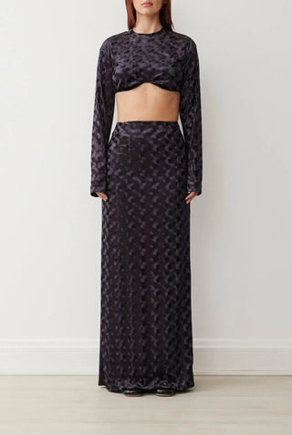 Kate Velvet Crop Top In Noir